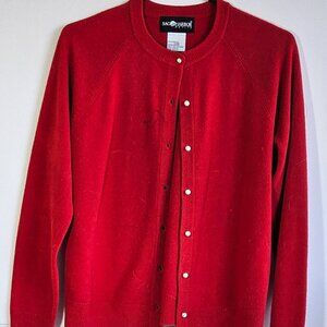 Women's Sag Harbor Petites Bright Red Cardigan - Medium